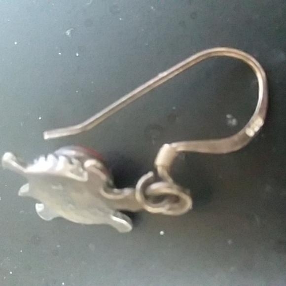 Sterling Silver and Coral Earrings - Picture 6 of 7